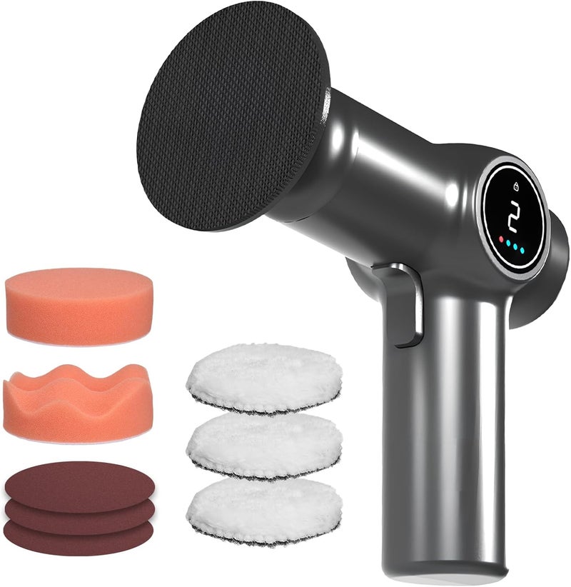 weitol Cordless Eccentric Car Polisher with LCD Screen Car Buffer Polisher Kit 2 Gears of Speeds Adjustable Electric Auto Polishing Machine Multifunctional Metal Waxing Wood Grinding Rust Removal Tool - Image 1